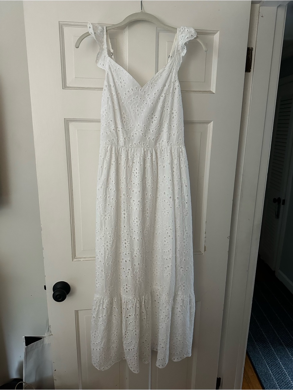 White eyelet maxi dress with elastic back